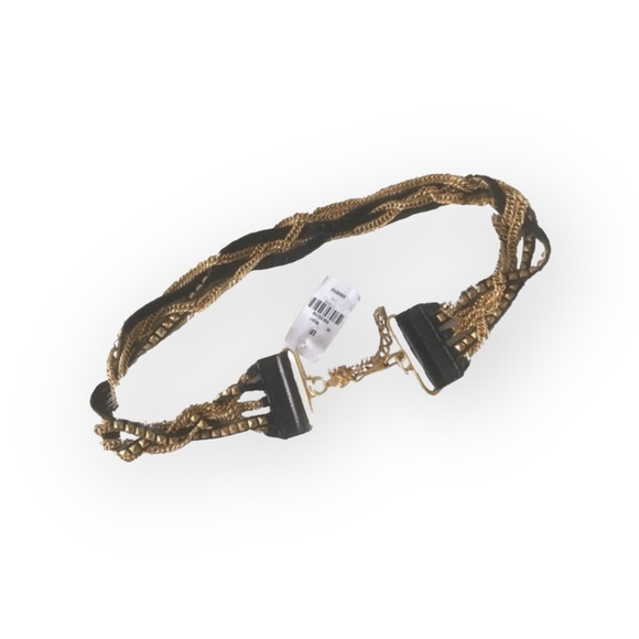 new LF ♐︎ Streets Ahead ♐︎ Adjustable Twisted Chain Belt ♐︎ Gold + Black Leather - Picture 8 of 17